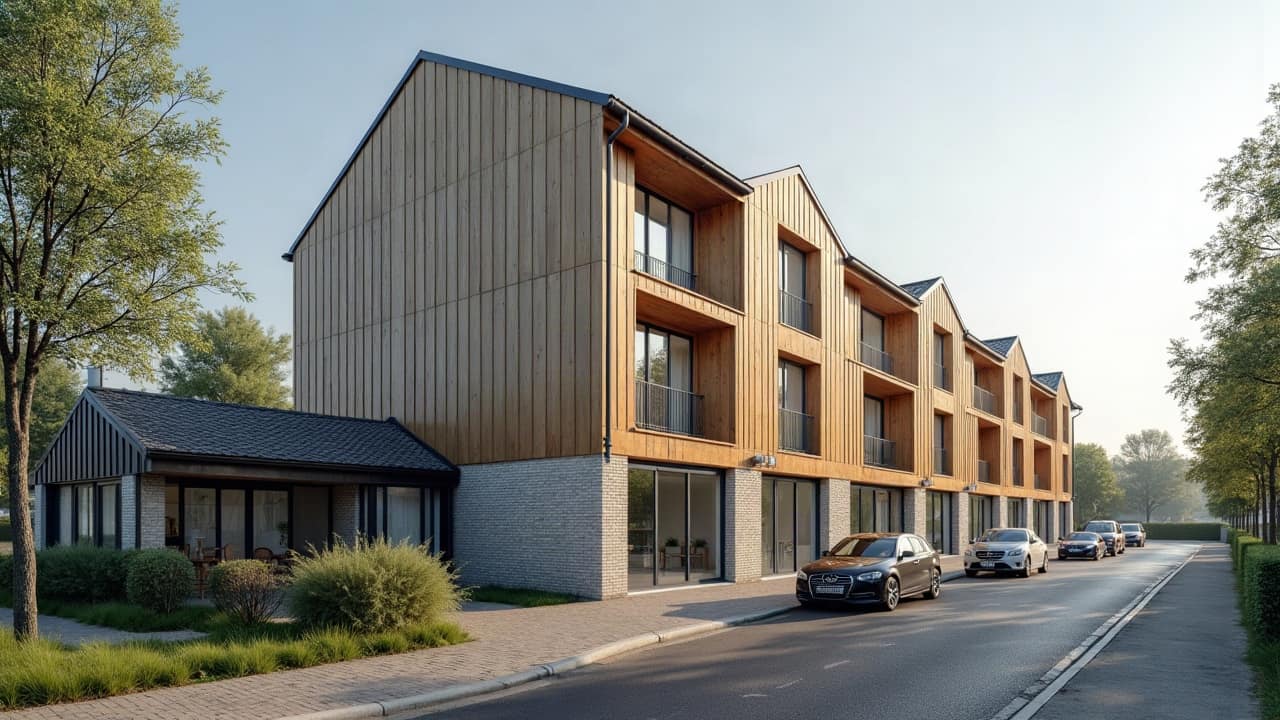 Échafaudage installé le long d'une façade en préparation d'un chantier de couverture, bâches de protection visibles