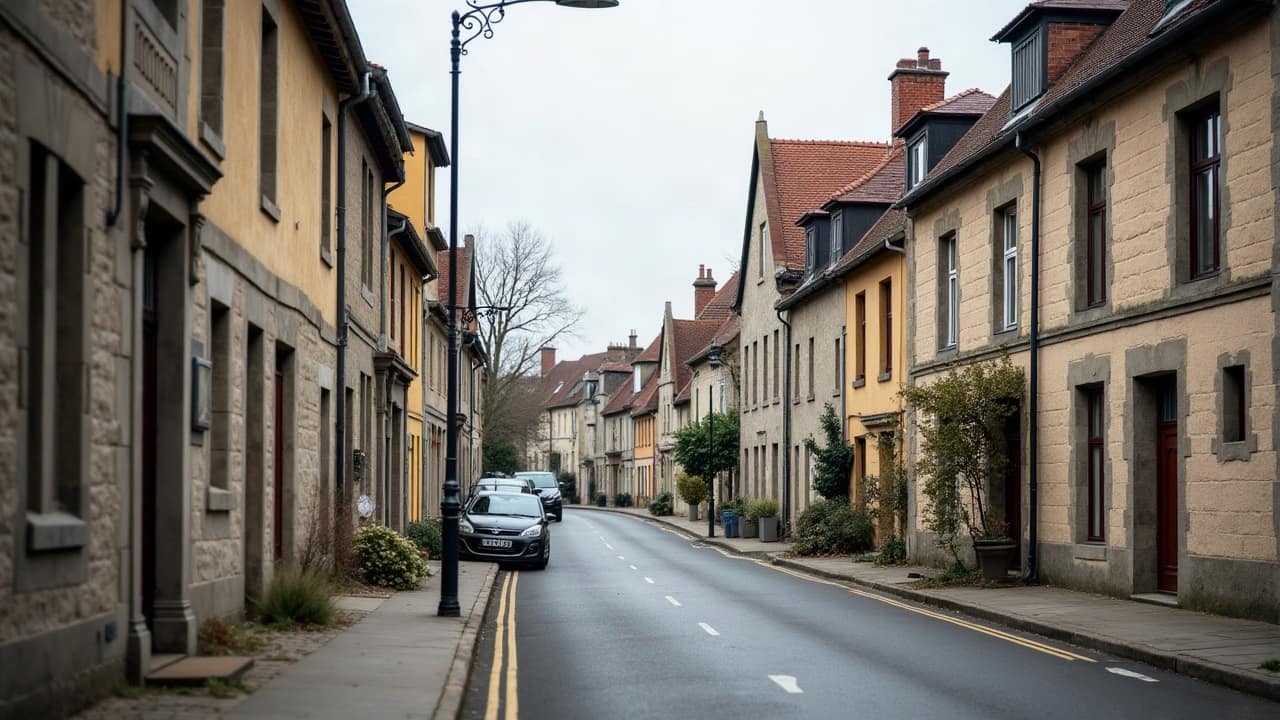 Rue résidentielle à la limite du centre-ville d'Arras, mélange de façades anciennes et de constructions plus récentes
