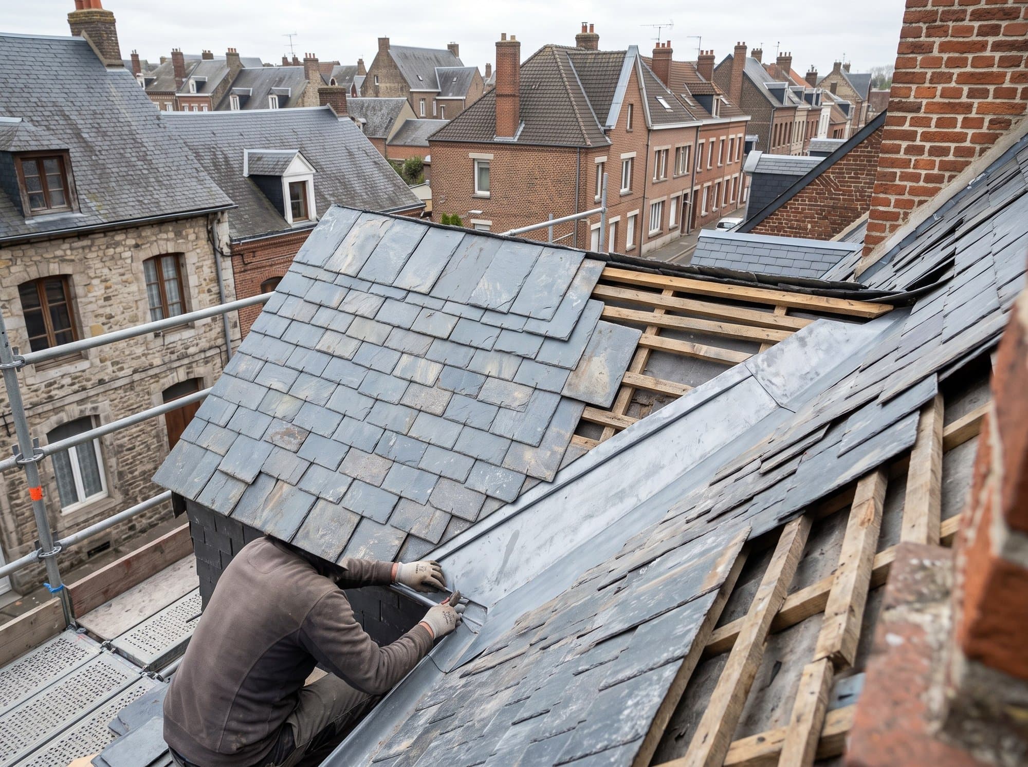 Toitures d'un village à Marœuil, au nord-ouest d'Arras
